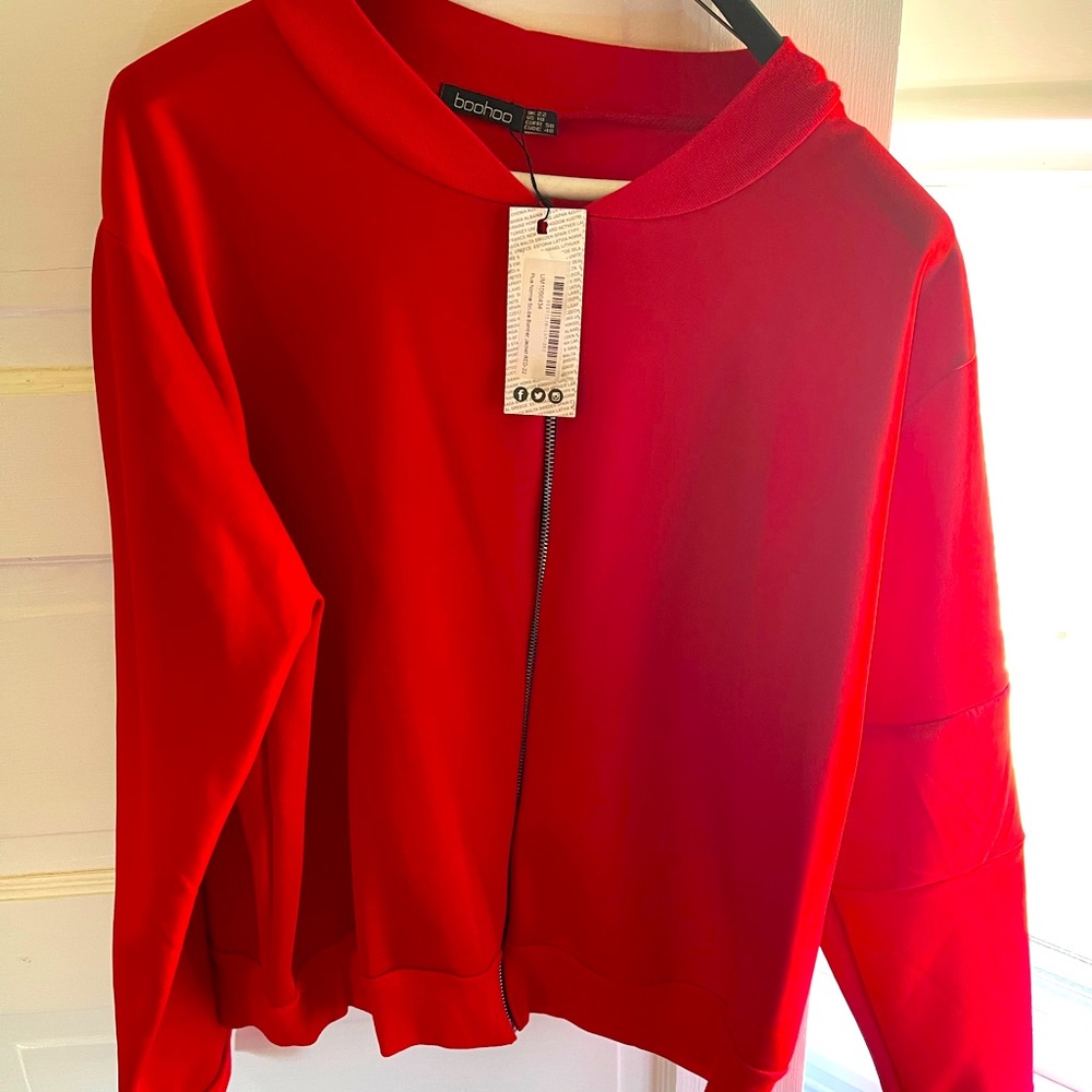 Boohoo Red Bomber Jacket